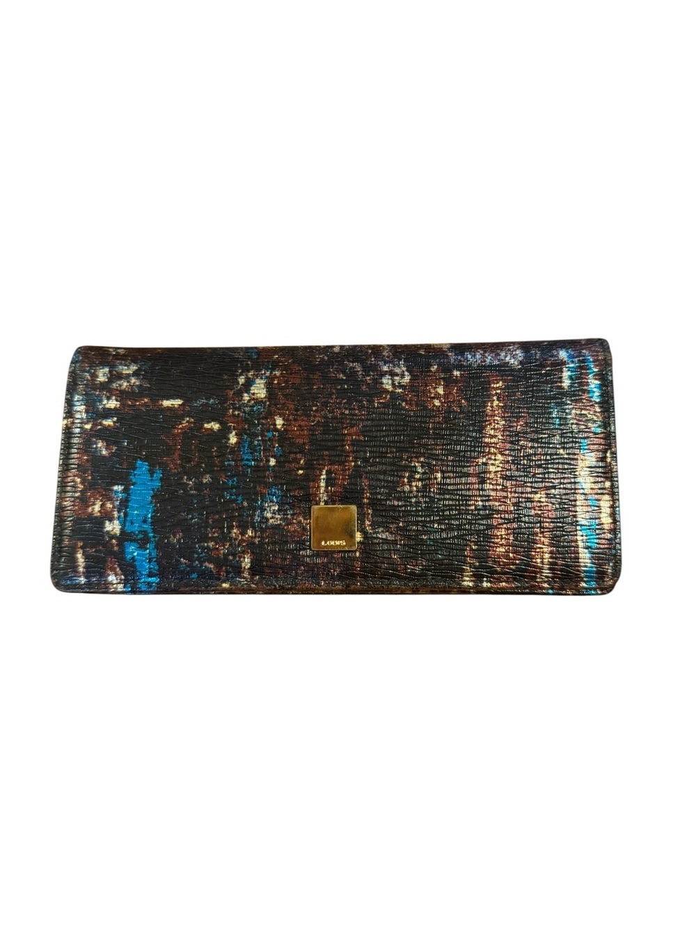 Lodis Metallic Brown with Blue Accent Leather Clutch